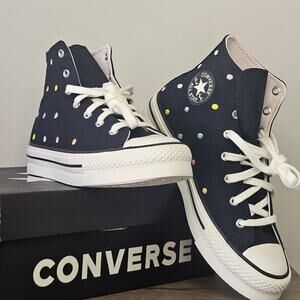 Converse Women's CTAS Lift Polka Dot Hi Tops Size 8 Rainbow A12608C NWT